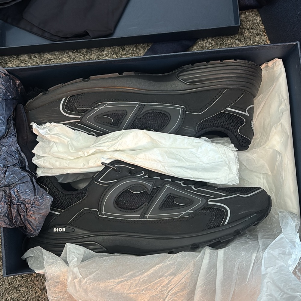 Dior Black Sneakers Modern Design Substantial Sole